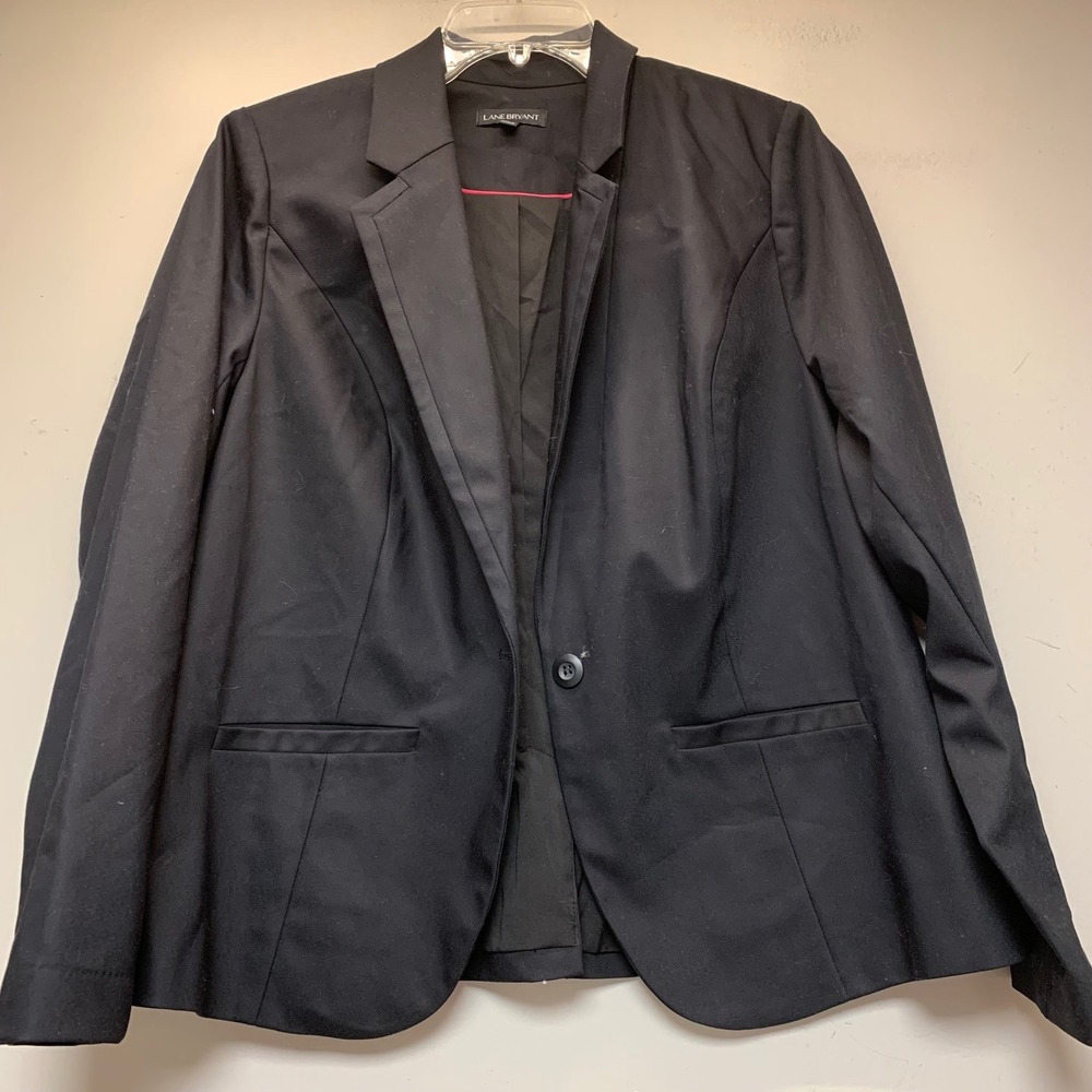 Lane Bryant Blazer Womens 18 Black Excellent Single Button Stretch Career Jacket